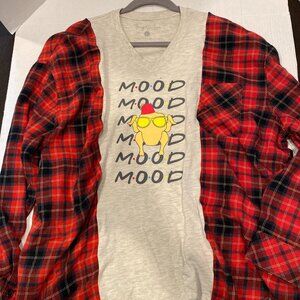 NWT Friends, Thanksgiving mood, turkey head upcycled flannel campfire T-shirt